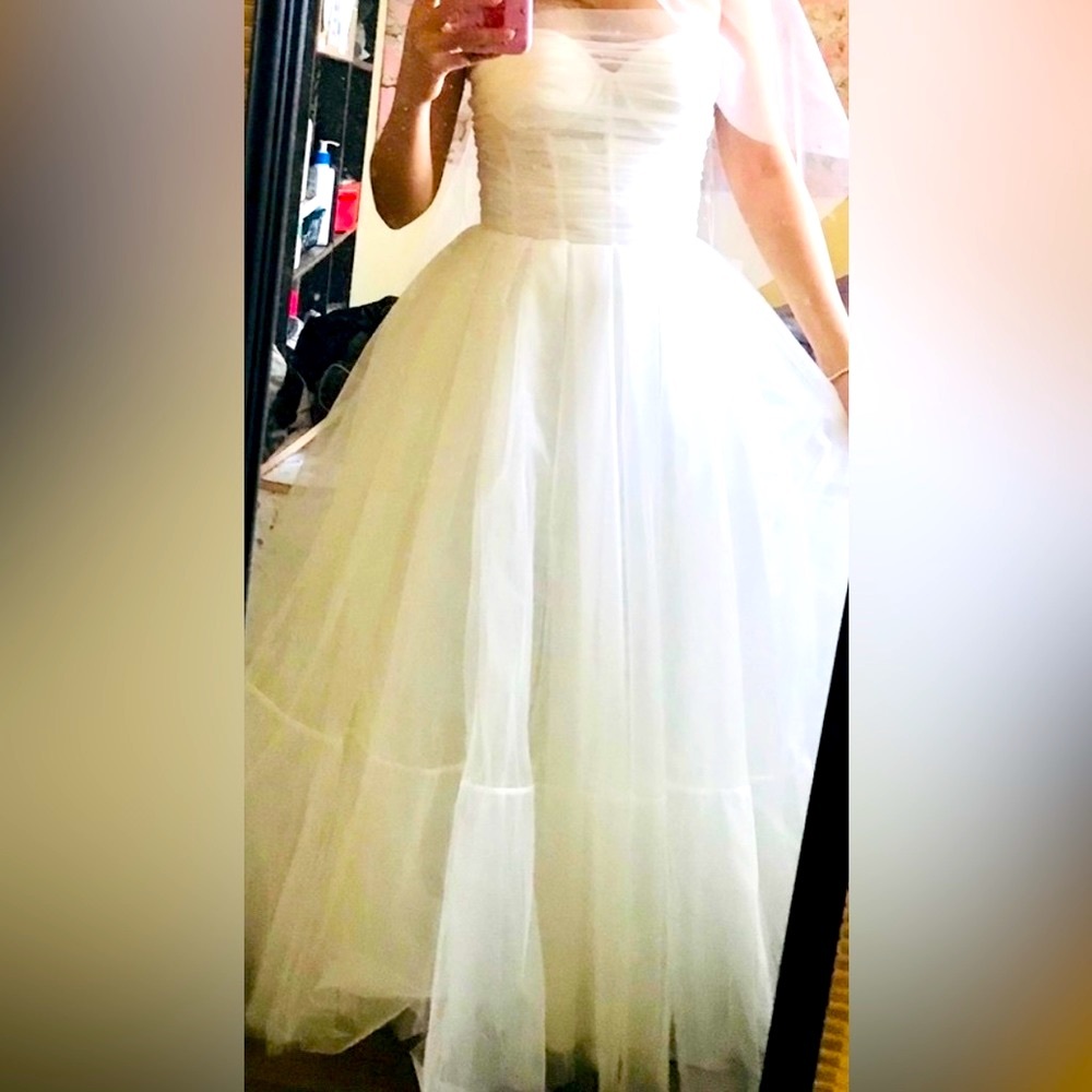 NEW wedding midi white soft tulle dress